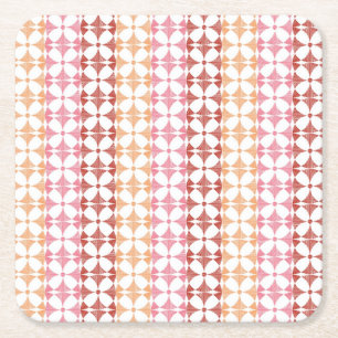 Posavasos Cuadrado De Papel El ikat rojo geométrico raya el modelo