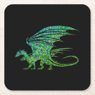 Posavasos Cuadrado De Papel El impresionante mosaico del Dragón Verde 