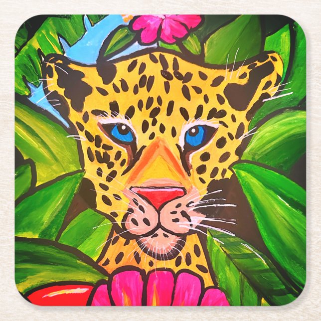 Posavasos Cuadrado De Papel El jaguar (Anverso)