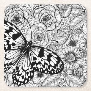 Posavasos Cuadrado De Papel El jardín de cometas de papel