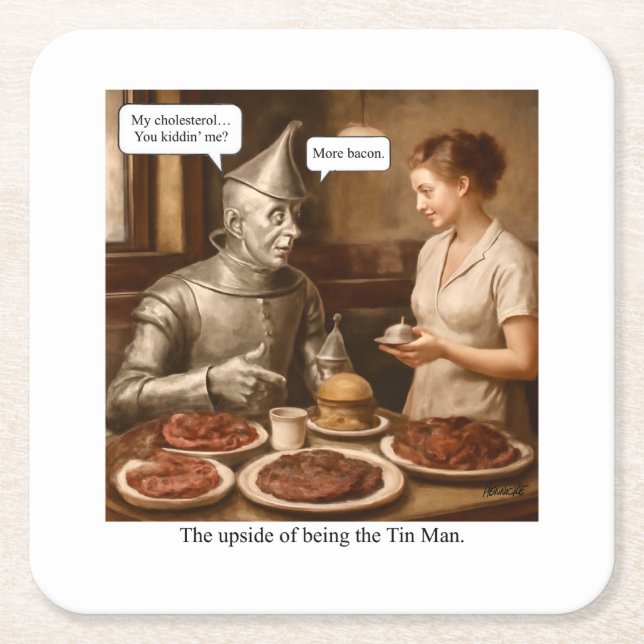 Posavasos Cuadrado De Papel El lado positivo de ser el Hombre Estaño (Anverso)