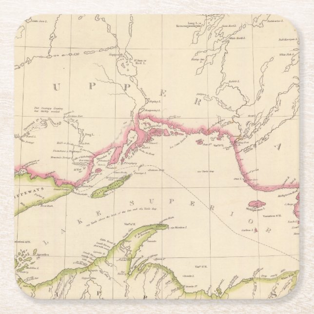 Posavasos Cuadrado De Papel El lago Superior (Anverso)