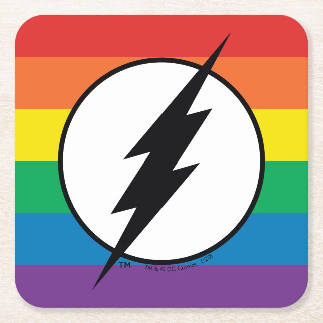Posavasos Cuadrado De Papel El logo de Flash Rainbow (Anverso)