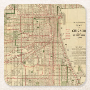 Posavasos Cuadrado De Papel El mapa de Blanchard de Chicago