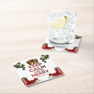 Posavasos Cuadrado De Papel El nombre o árbol artístico de la Feliz Navidad de