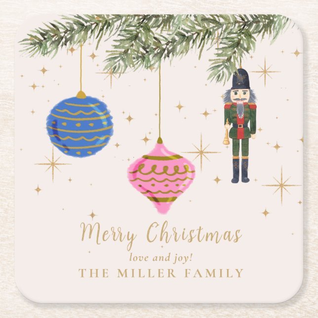 Posavasos Cuadrado De Papel El Nutcracker, rosa (Anverso)