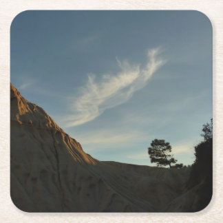 Posavasos Cuadrado De Papel El paisaje de Lone Torrey Pine California Sunset