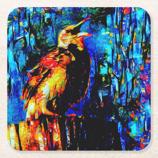 Posavasos Cuadrado De Papel El pájaro solitario 2 (Anverso)