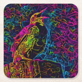 Posavasos Cuadrado De Papel El pájaro solitario 3