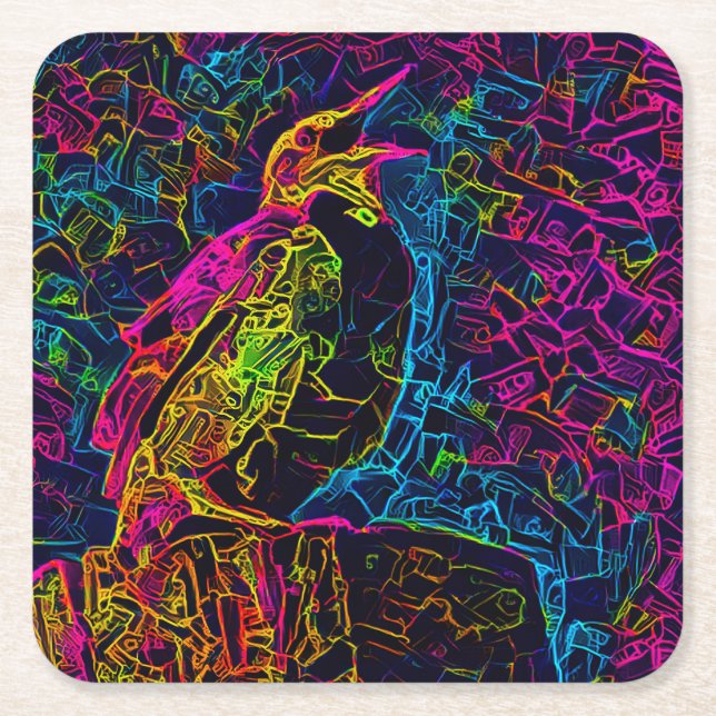 Posavasos Cuadrado De Papel El pájaro solitario 3 (Anverso)