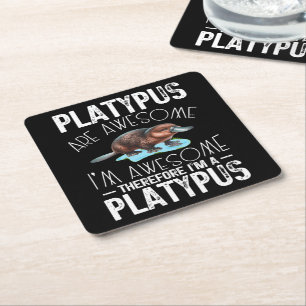 Posavasos Cuadrado De Papel El platypus es increíble. Soy un maravilloso mamíf