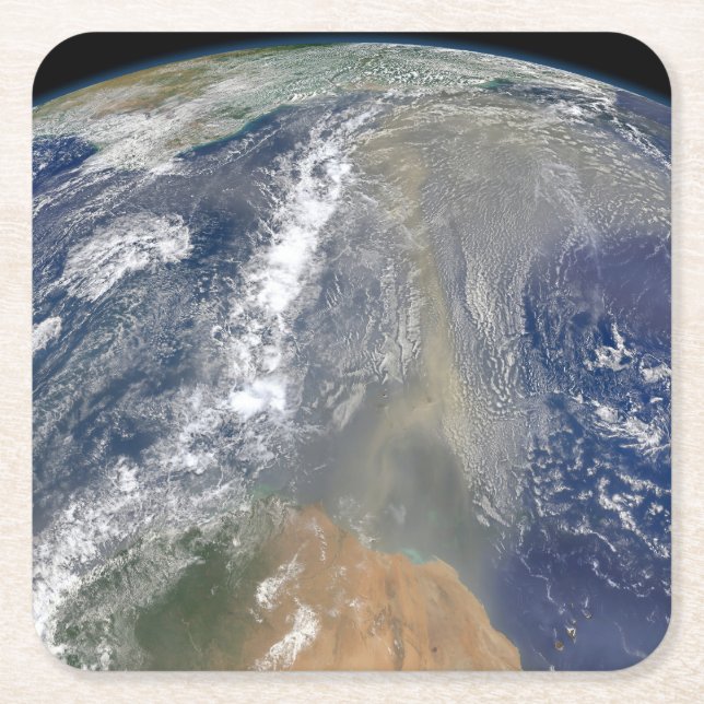 Posavasos Cuadrado De Papel El polvo se dirige hacia Sudamérica (Anverso)