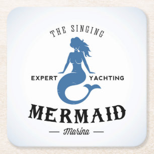 Posavasos Cuadrado De Papel El poster de la sirena del canto