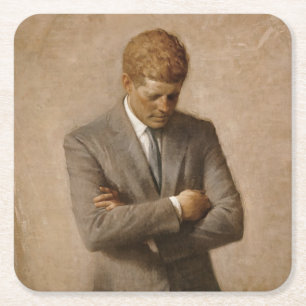 Posavasos Cuadrado De Papel El presidente estadounidense John Kennedy Retrato 