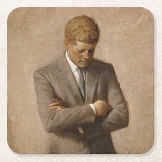 Posavasos Cuadrado De Papel El presidente estadounidense John Kennedy Retrato