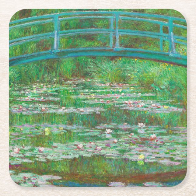 Posavasos Cuadrado De Papel El puente japonés de Claude Monet (Anverso)