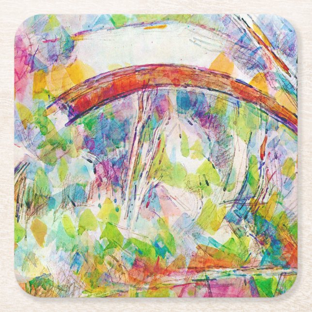 Posavasos Cuadrado De Papel El puente, Paul Cezanne (Anverso)