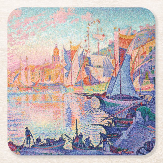 Posavasos Cuadrado De Papel El puerto de Saint-Tropez, Signac (Anverso)