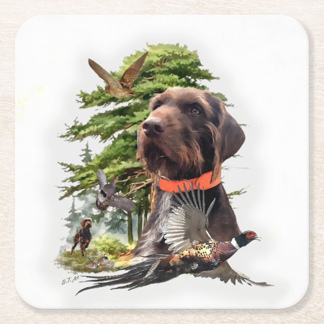 Posavasos Cuadrado De Papel El puntero Pudelpuntero (Anverso)