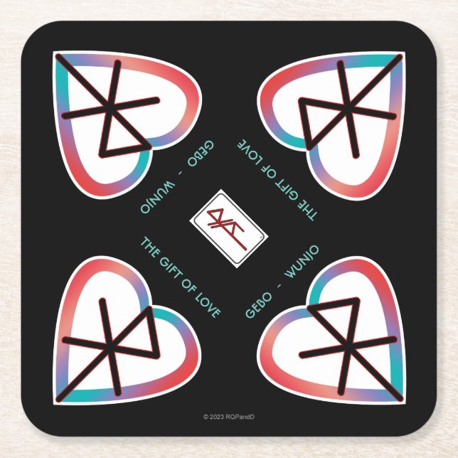 Posavasos Cuadrado De Papel El regalo del amor Bindrune (Anverso)