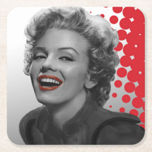 Posavasos Cuadrado De Papel El rojo puntea a Marilyn