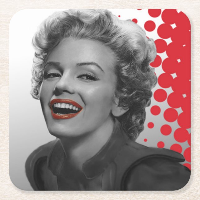 Posavasos Cuadrado De Papel El rojo puntea a Marilyn (Anverso)