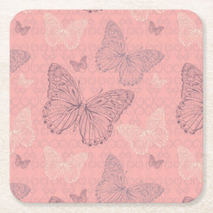 Posavasos Cuadrado De Papel El rosa de la mariposa