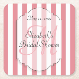 Posavasos Cuadrado De Papel El rosa raya el práctico de costa de papel de