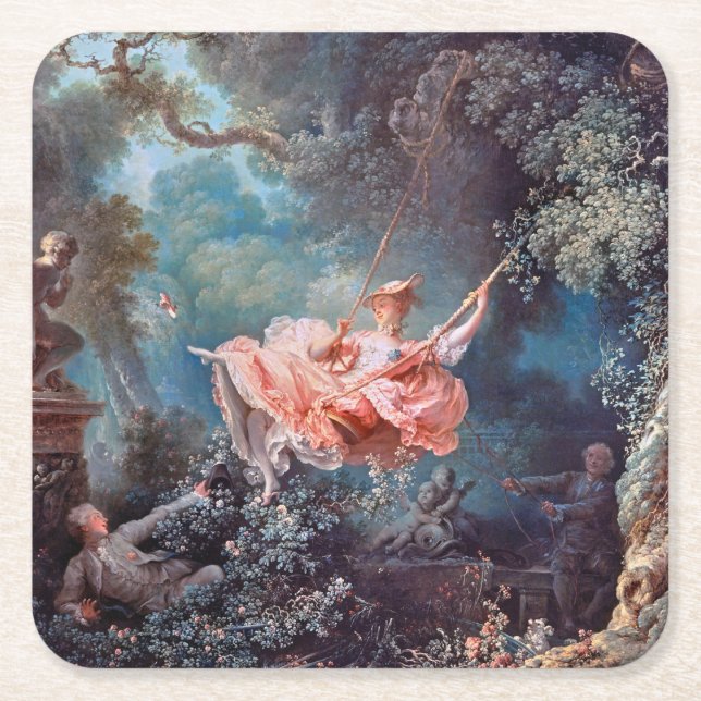 Posavasos Cuadrado De Papel El Swing, Fragonard (Anverso)
