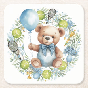 Posavasos Cuadrado De Papel El tema del tenis Baby Shower para el Fiesta Baby 