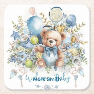 Posavasos Cuadrado De Papel El tema del tenis Baby Shower para el Fiesta Baby 