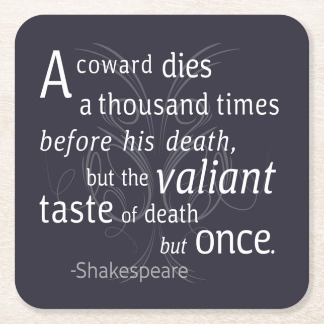 Posavasos Cuadrado De Papel El Valiant muere pero una vez Shakespeare (Anverso)