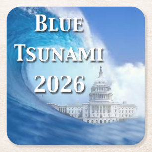 Posavasos Cuadrado De Papel Elección Tsunami Azul 2026