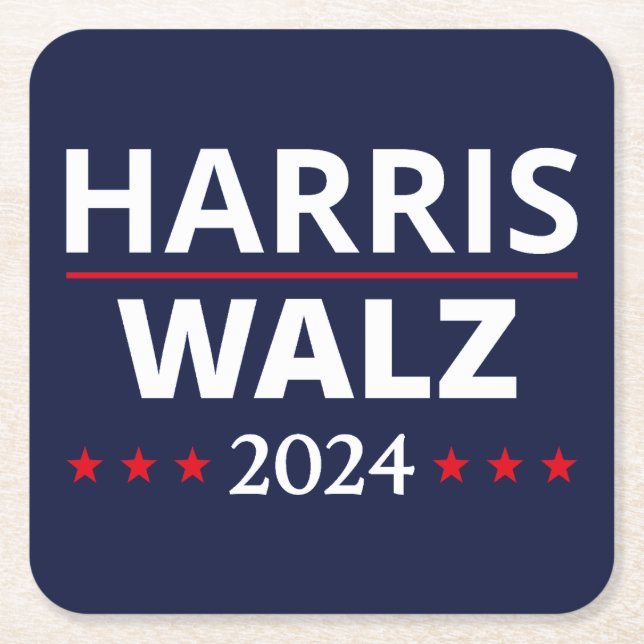 Posavasos Cuadrado De Papel Elecciones Harris Walz 2024 III (Anverso)