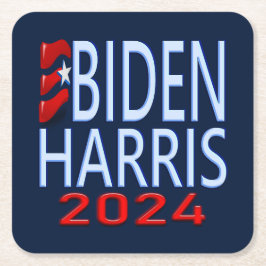 Posavasos Cuadrado De Papel Elecciones presidenciales de Biden Harris 2024