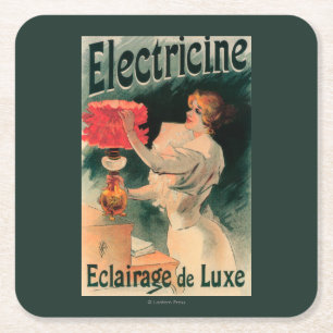 Posavasos Cuadrado De Papel Electricine PosterFrance promocional