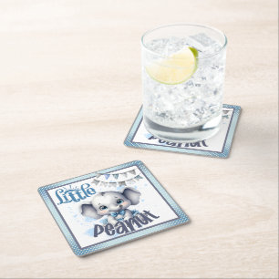 Posavasos Cuadrado De Papel Elefante Azul Cutie - Pequeño cacahuete