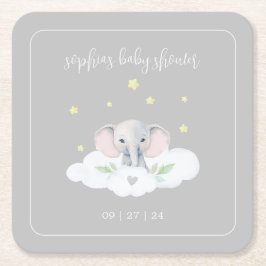 Posavasos Cuadrado De Papel Elefante Gris Pequeño Maní Baby Shower Tableware