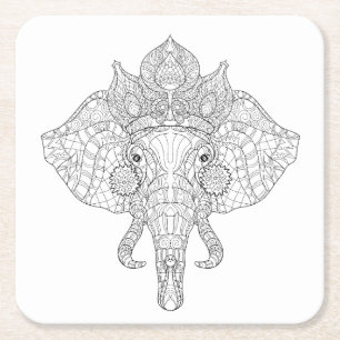 Posavasos Cuadrado De Papel Elefante Zendoodle principal