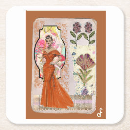 Posavasos Cuadrado De Papel Elegancia Ambar