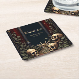 Posavasos Cuadrado De Papel Elegancia gótica oscura. Arco impresionante