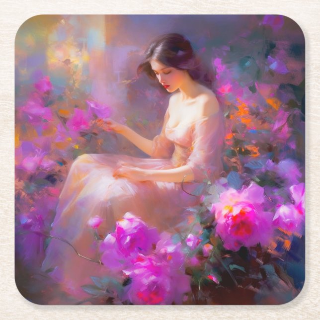 Posavasos Cuadrado De Papel Elegancia sensual (Anverso)