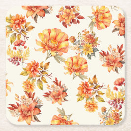Posavasos Cuadrado De Papel Elegant Autumn Floral