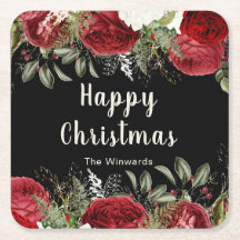 Elegant Christmas Dinner Party Red Flowers