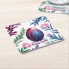 Posavasos Cuadrado De Papel Elegant Easter Egg Botanical Art