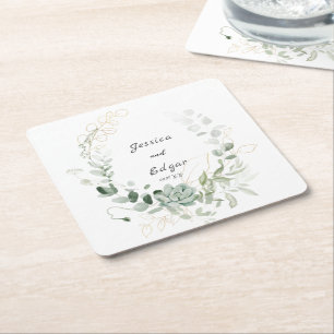 Posavasos Cuadrado De Papel  elegant eucalyptus