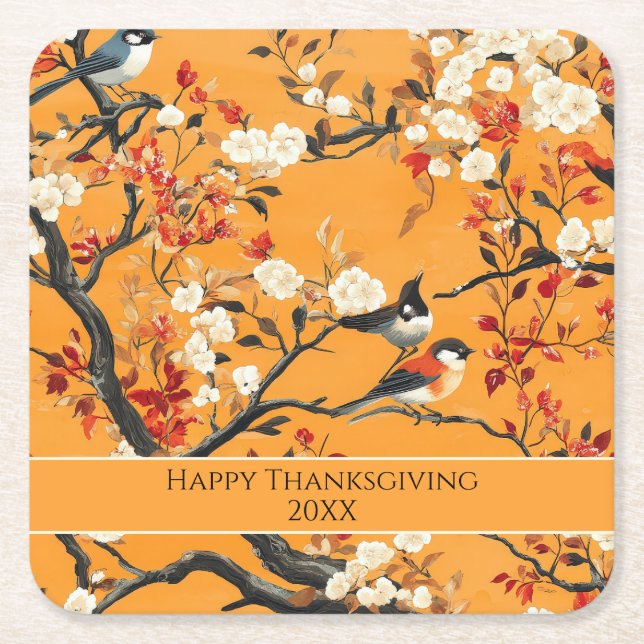 Posavasos Cuadrado De Papel Elegant Fall Chinoiserie Paper Plate (Anverso)