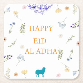 Posavasos Cuadrado De Papel Elegant Floral Eid al-Adha 