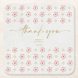 Posavasos Cuadrado De Papel Elegant Japanese Plum Blossom