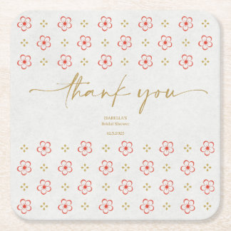 Posavasos Cuadrado De Papel Elegant Japanese Plum Blossom